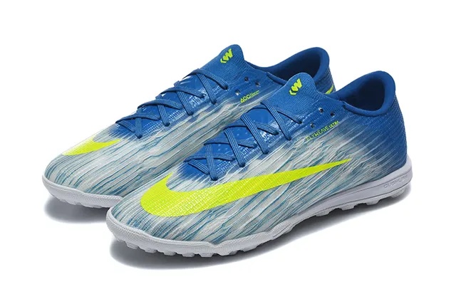 Nike Azul Amarillo Flyweave Parte superior Lazado asimétrico Zapatos de fútbol para césped 8