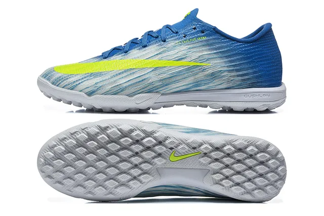 Nike Azul Amarillo Flyweave Parte superior Lazado asimétrico Zapatos de fútbol para césped 9