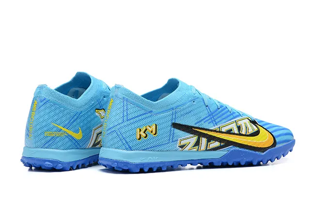 Nike Blue Yellow Low-Cut Knit Upper Dynamic Cage Overlay Turf Soccer Shoes 5