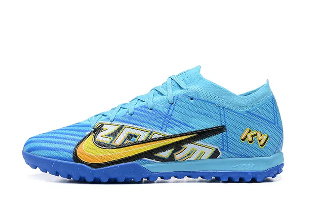 Nike Blue Yellow Low-Cut Knit Upper Dynamic Cage Overlay Turf Soccer Shoes 10