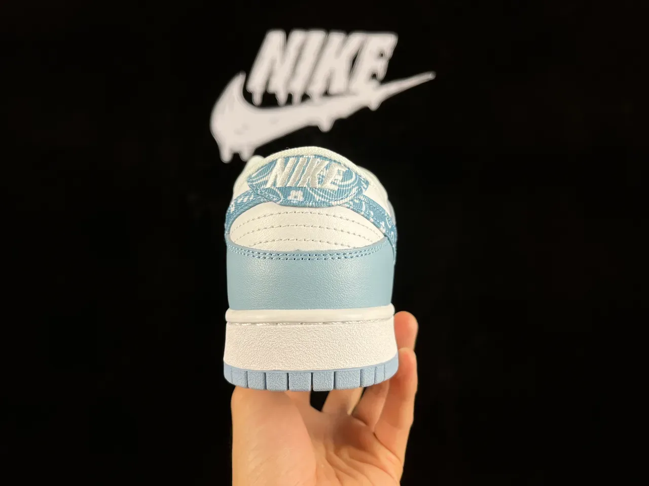 Nike Dunk Low Bandana Print Light Blue White Lifestyle Sneakers 6