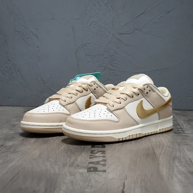 Nike Dunk Low Beige Dourado Toe Perfurado Tênis Lifestyle 3