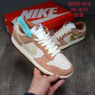 Nike Dunk Low حذاء رياضي أسلوبي بيج أبيض من السويد والجلد المركب