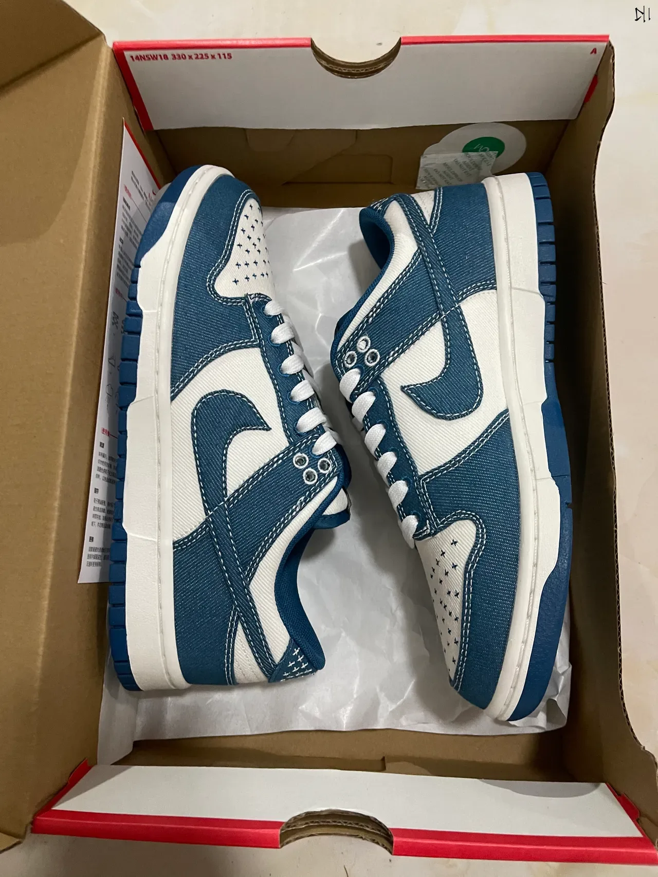 Sneakers Nike Dunk Low Denim Navy et White Lifestyle 7