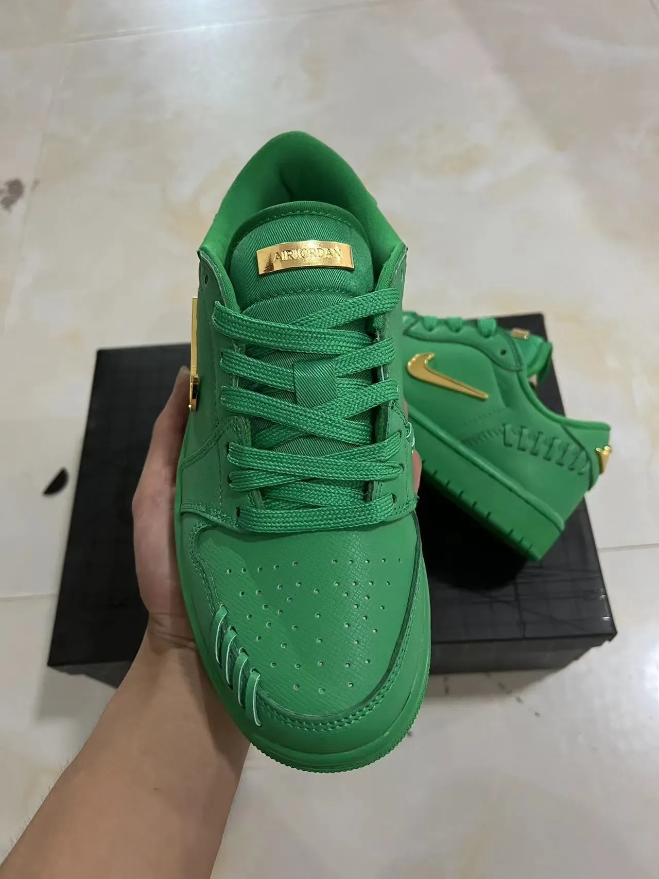 Nike Dunk Low Green Gold Metallic Lifestyle Sneakers 3
