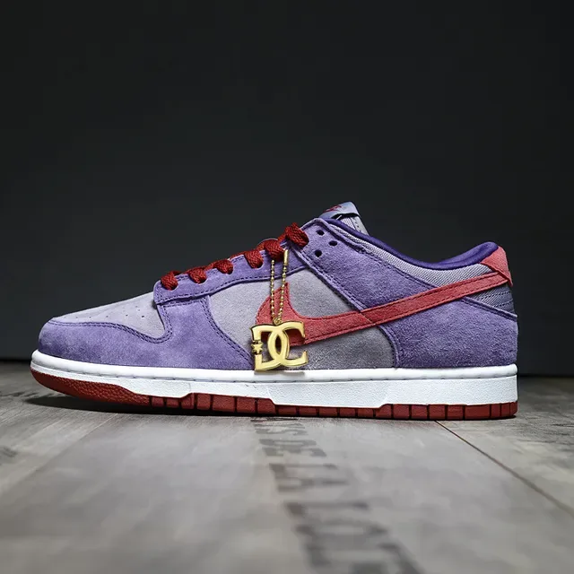Nike Dunk Low Purple Red Suede-and-Mesh Upper Lifestyle Sneakers 7