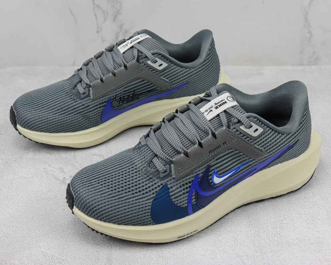 Nike Gray Blue Engineered Mesh Upper Layered Synthetic Overlays Running Shoes 4