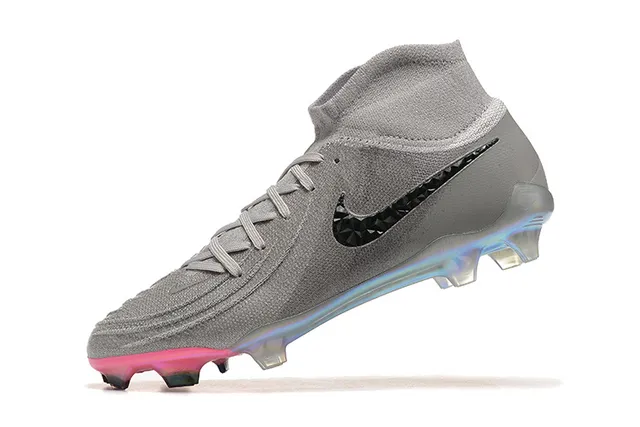 Nike gris rose haut-coupé col ajustement chaussette tricot texturé dessus terrain ferme chaussures de football 5