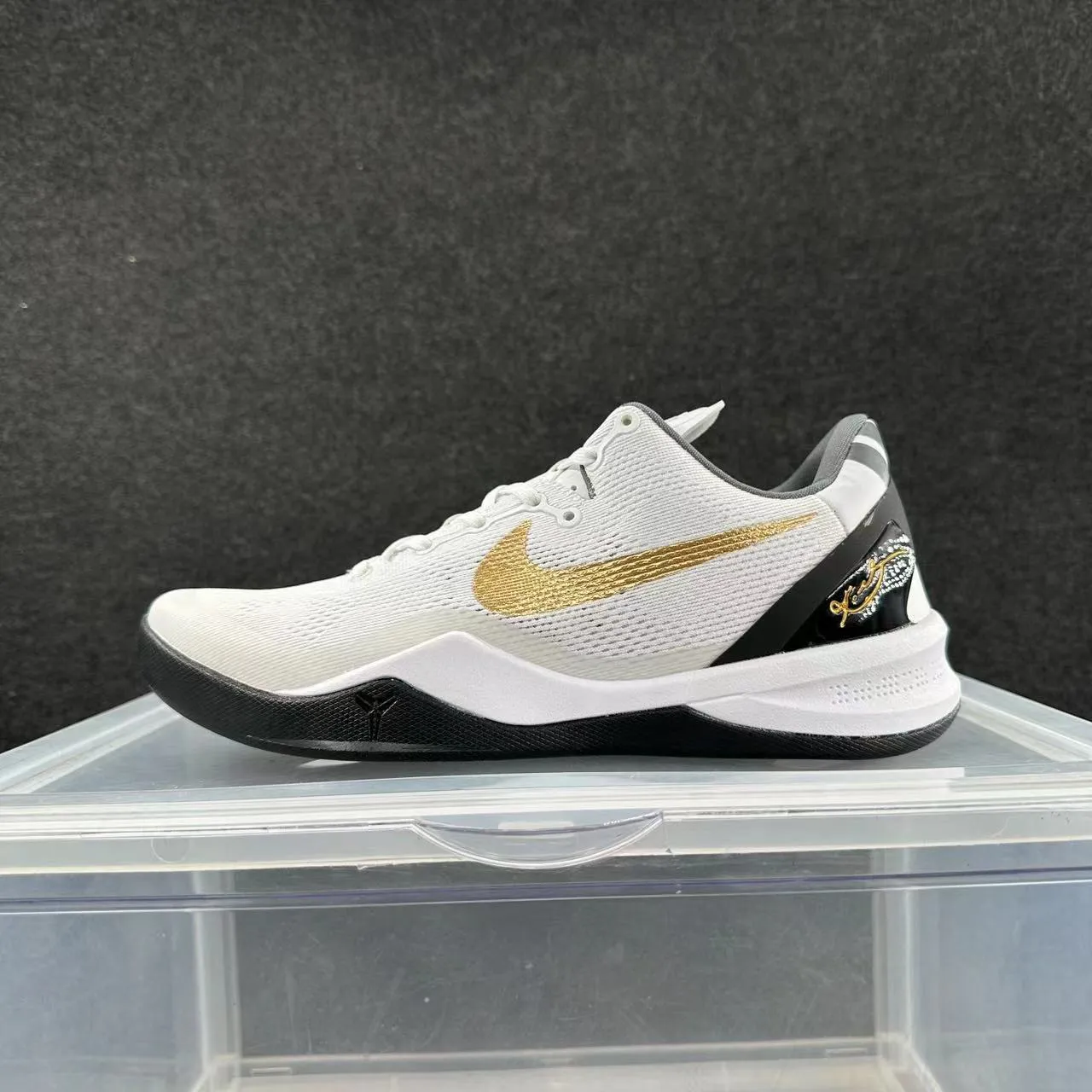 Nike Kobe 8 System White Black Gold Basketball Shoes 2
