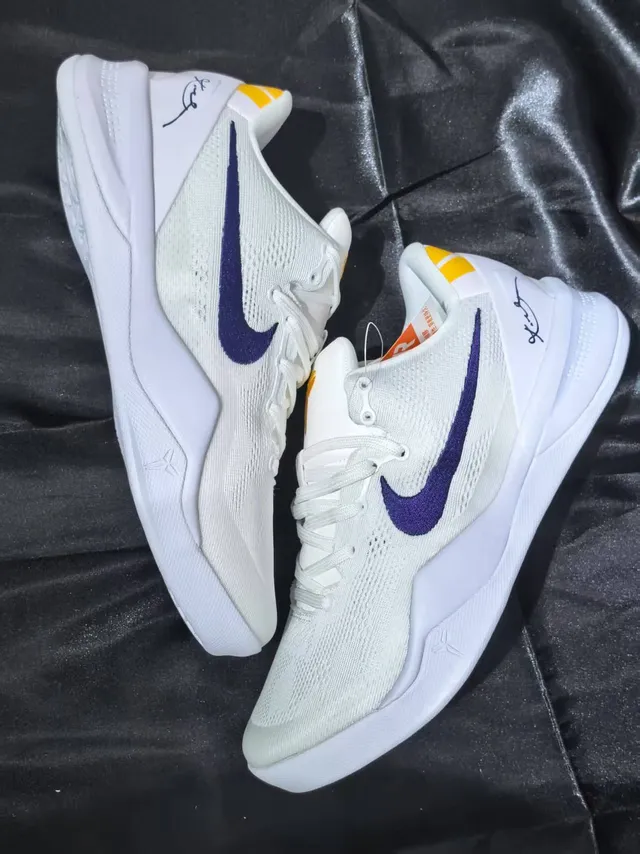 Nike Kobe Protro সাদা বেগুনি হলুদ বাস্কেটবল জুতো 2