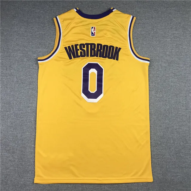 Nike Los Angeles Lakers Number 0 Yellow Purple قميص 3