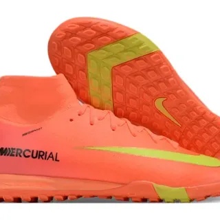 Nike Mercurial Orange Yellow High-Top Knit Upper Outsole Turf Soccer Shoes