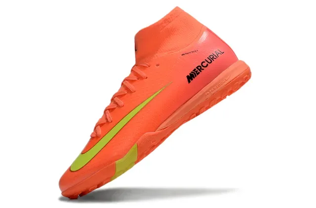 Nike Mercurial কমলা হলুদ হাই টপ নিট আপার আউটসোল টার্ফ ফুটবল জুতো 3