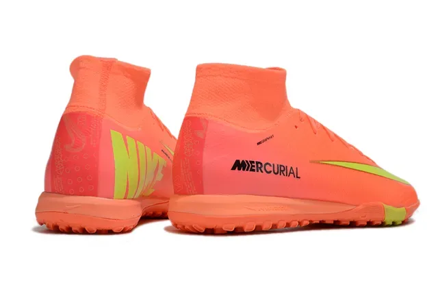 Nike Mercurial কমলা হলুদ হাই টপ নিট আপার আউটসোল টার্ফ ফুটবল জুতো 5
