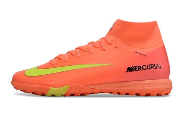 Nike Mercurial কমলা হলুদ হাই টপ নিট আপার আউটসোল টার্ফ ফুটবল জুতো 7