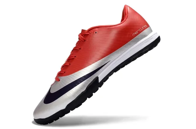 Nike Mercurial Red White Low-Cut Synthetic Upper Turf Soccer Shoes 3