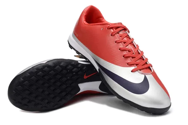 Nike Mercurial Red White Low-Cut Synthetic Upper Turf Soccer Shoes 4