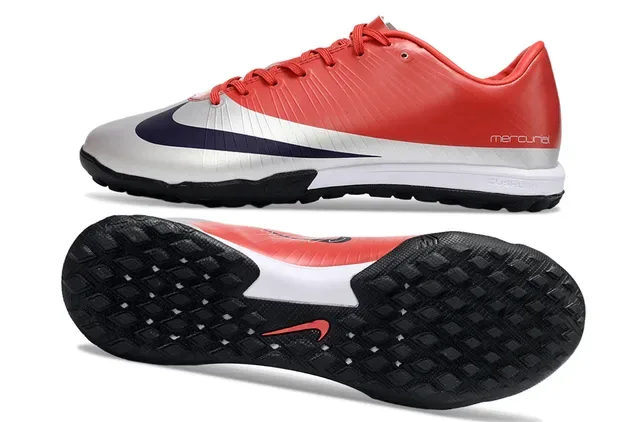 Nike Mercurial Red White Low-Cut Synthetic Upper Turf Soccer Shoes 6
