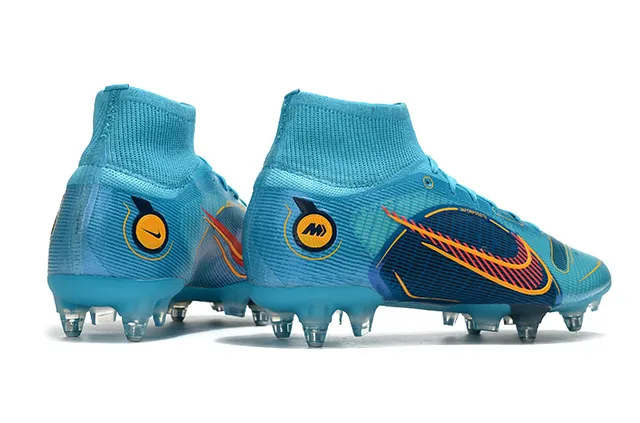 Nike Mercurial Superfly High-Cut Cyan Navy Orange Firm-Ground Soccer Shoes 7