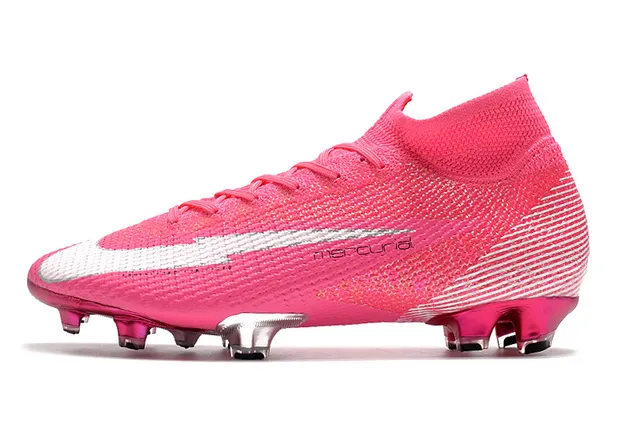 Nike Mercurial Superfly গোলাপি সাদা রূপালী ফার্ম-গ্রাউন্ড সকার জুতো 5