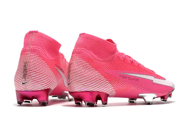 Nike Mercurial Superfly গোলাপি সাদা রূপালী ফার্ম-গ্রাউন্ড সকার জুতো 7