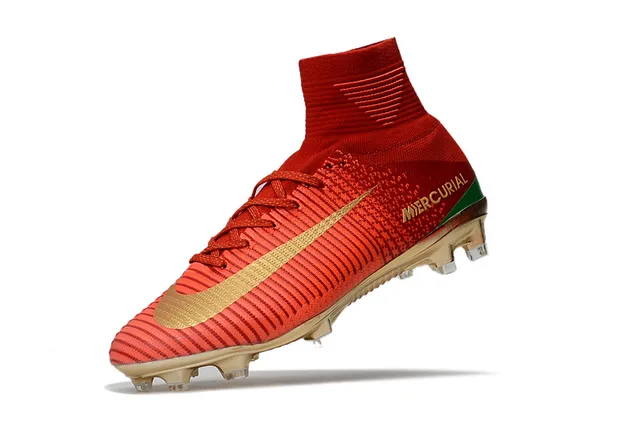 Nike Mercurial Superfly Vermelho e Dourado Campo firme Sapatos de futebol 4