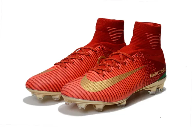 Nike Mercurial Superfly Vermelho e Dourado Campo firme Sapatos de futebol 6
