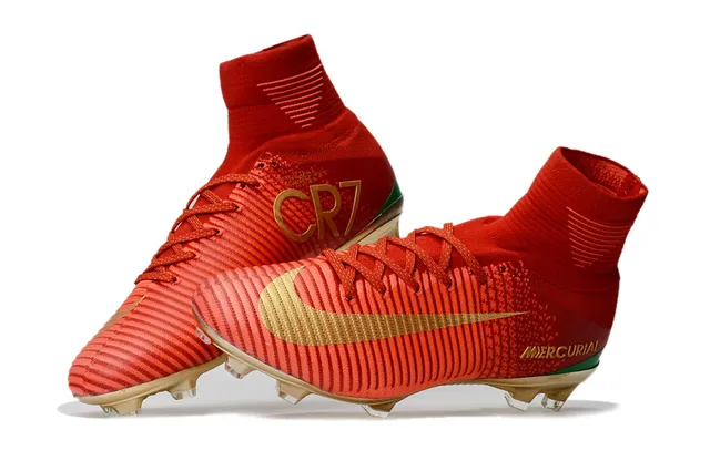 Nike Mercurial Superfly Vermelho e Dourado Campo firme Sapatos de futebol 7
