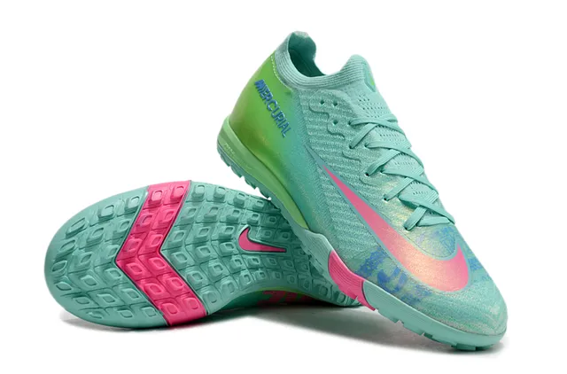 Nike Mercurial Turf Iridescent Green Pink Turf Soccer Shoes 3