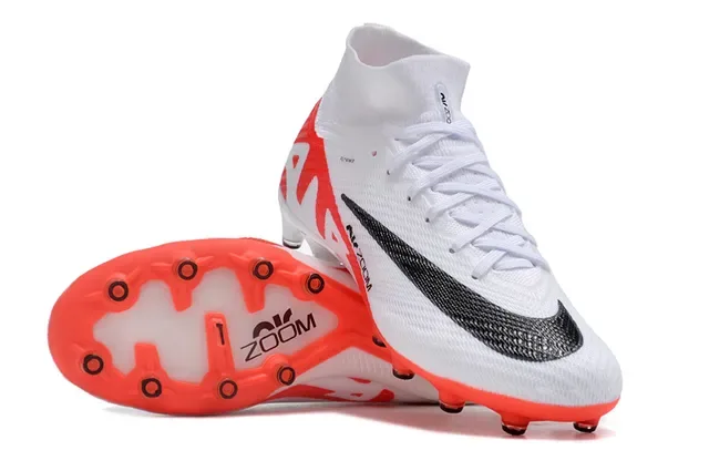 Nike Mercurial Vapor Air Zoom Branco e Laranja Sapatos de Futebol para Solo Firme 2