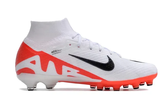 Nike Mercurial Vapor Air Zoom Branco e Laranja Sapatos de Futebol para Solo Firme 5