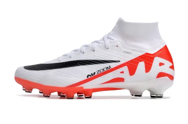 Nike Mercurial Vapor Air Zoom Branco e Laranja Sapatos de Futebol para Solo Firme 6