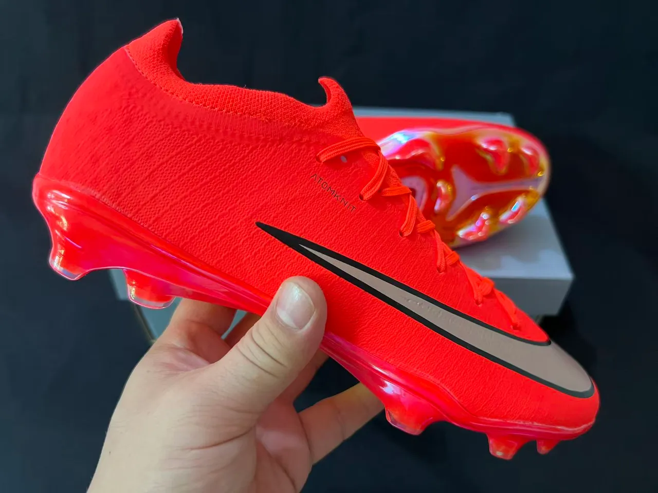 Nike Mercurial Vapor Atomknit Zapatos de fútbol Rojo Iridiscente Firm-Ground 6