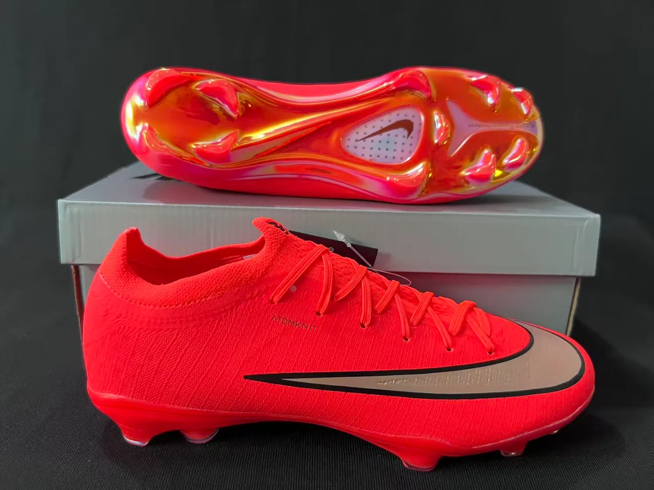 Nike Mercurial Vapor Atomknit Zapatos de fútbol Rojo Iridiscente Firm-Ground 7