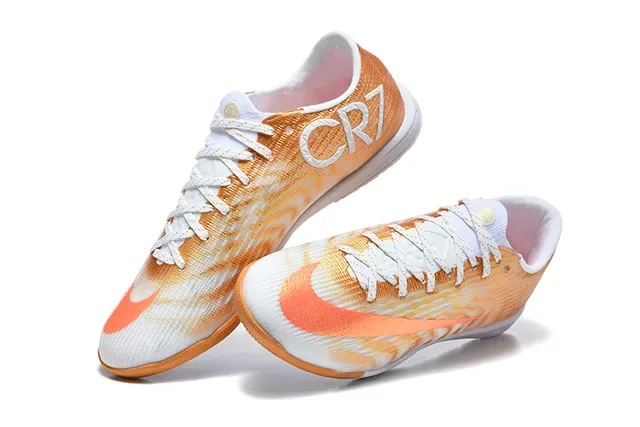 Nike Mercurial Vapor Zapatillas de fútbol indoor naranja blanco low-cut knit upper gradient weave 2