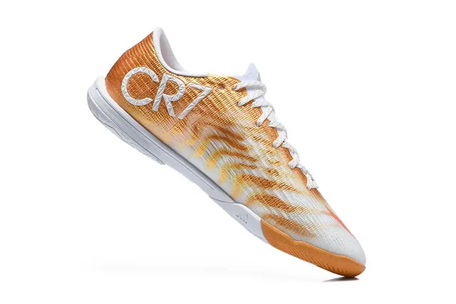 Nike Mercurial Vapor Zapatillas de fútbol indoor naranja blanco low-cut knit upper gradient weave 3