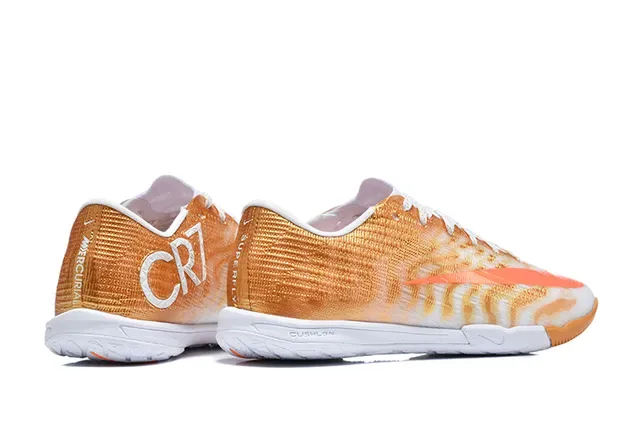 Nike Mercurial Vapor Zapatillas de fútbol indoor naranja blanco low-cut knit upper gradient weave 5