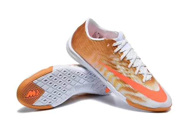 Nike Mercurial Vapor Zapatillas de fútbol indoor naranja blanco low-cut knit upper gradient weave 7