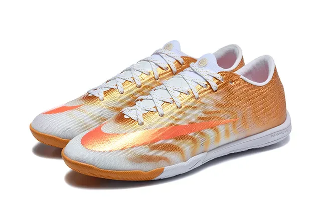 Nike Mercurial Vapor Zapatillas de fútbol indoor naranja blanco low-cut knit upper gradient weave 8