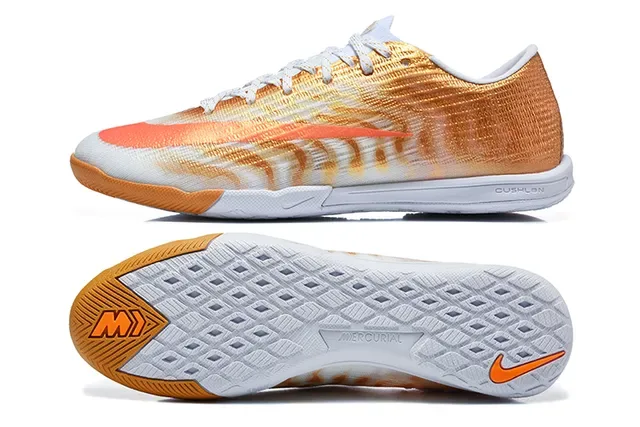 Nike Mercurial Vapor Zapatillas de fútbol indoor naranja blanco low-cut knit upper gradient weave 9