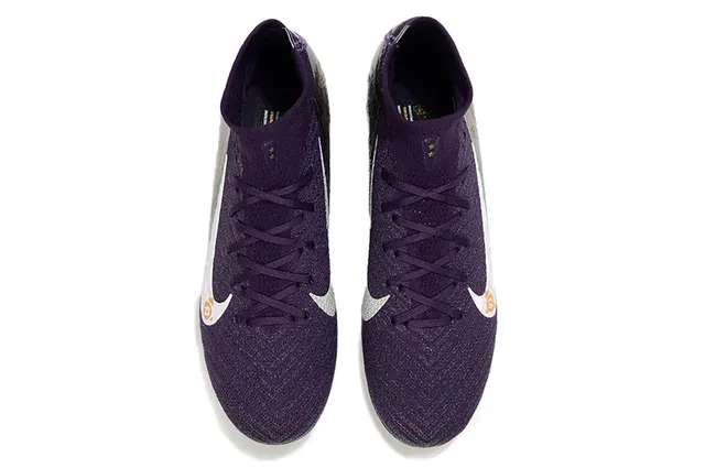 Nike Mercurial Vapor Purple Gold 高切针织鞋面 金属虹彩涂层 硬地足球鞋 2