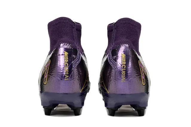 Nike Mercurial Vapor Purple Gold 高切针织鞋面 金属虹彩涂层 硬地足球鞋 4