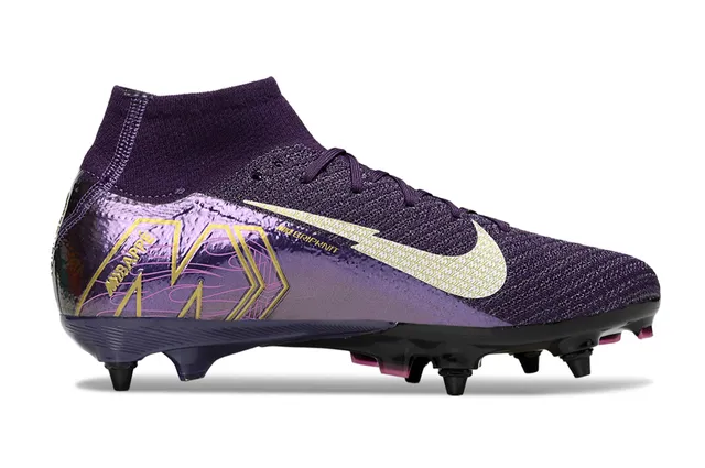 Nike Mercurial Vapor Purple Gold 高切针织鞋面 金属虹彩涂层 硬地足球鞋 7