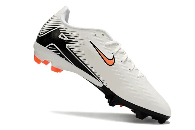 Nike Mercurial Vapor Branco Preto Laranja Sapatos de Futebol para Gramado Firme 2