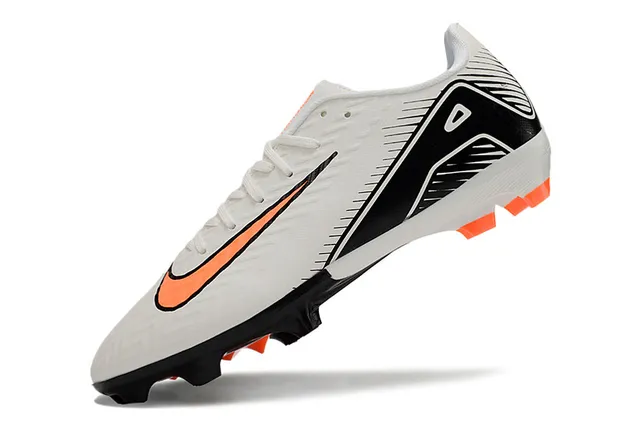 Nike Mercurial Vapor Branco Preto Laranja Sapatos de Futebol para Gramado Firme 3