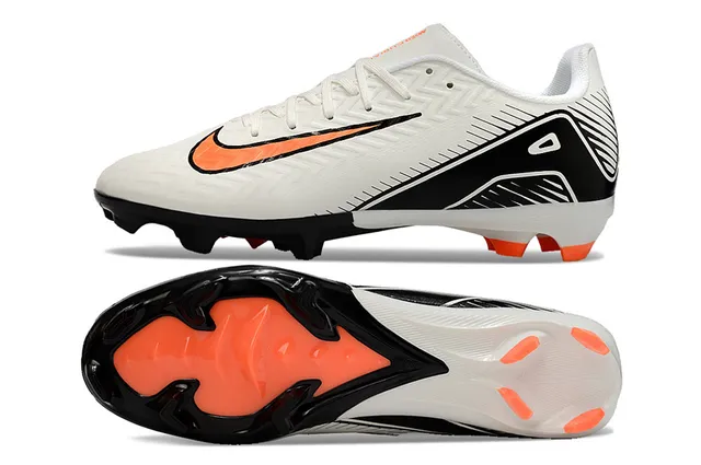 Nike Mercurial Vapor Branco Preto Laranja Sapatos de Futebol para Gramado Firme 6