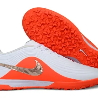 Nike Mercurial Vapor White Orange Sapatos de futebol para gramado de perfil baixo com parte superior texturizada em ondas