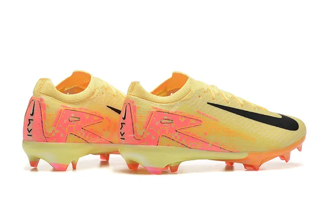 Nike Mercurial Vapor Chaussures de football Jaune Rose Upper en maille Lacets asymétriques Firm-Ground 2