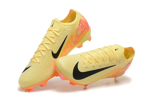 Nike Mercurial Vapor Chaussures de football Jaune Rose Upper en maille Lacets asymétriques Firm-Ground 3