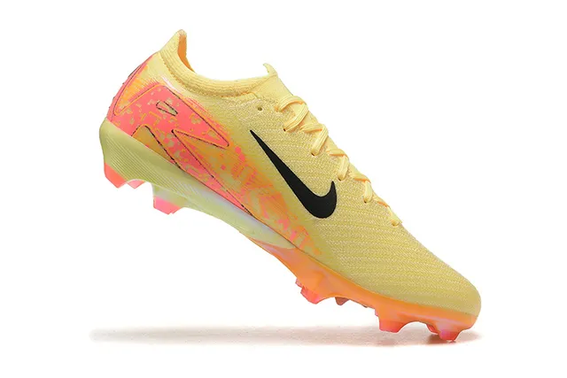 Nike Mercurial Vapor Chaussures de football Jaune Rose Upper en maille Lacets asymétriques Firm-Ground 4